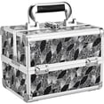 thumbnail image 1 of Makeup Case Organizer Makeup Box Portable Cosmetic Train Case Hard Vanity Storage with 2 Trays Mirror Locking Make Up Travel Case for Cosmetics Nail Kits Travelling Organizer Modern Style, 1 of 6