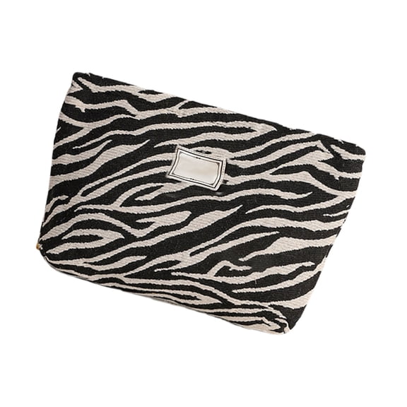 Makeup Case Sturdy Canvas Bag Storage Items Leopards Pattern Large Capacity for Travel and Everyday Use