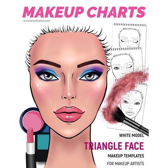 Makeup Charts - Face Charts for Makeup Artists: White Model - TRIANGLE face shape