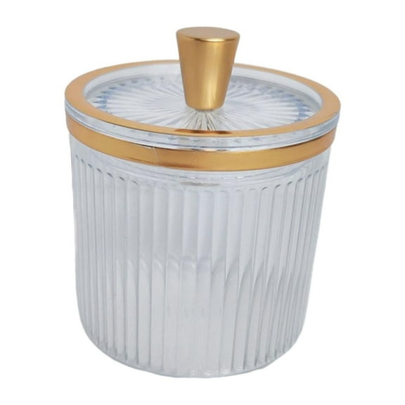 Makeup Cotton Swab Ball Holder Jar with Lid Dispenser for Countertop Desktop clear