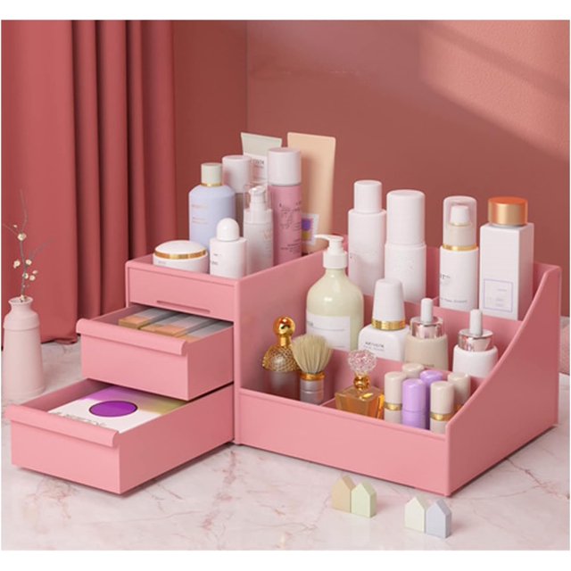 Makeup Desk Cosmetic Storage Box Organizer with Drawers, Countertop ...