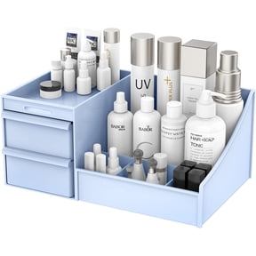 Makeup Desk Cosmetic Storage Box Organizer with Drawers for Dressing Table, Vanity Countertop, Bathroom Counter, Elegant Vanity Holder for Brushes, Eyeshadow, Lotions, Lipstick and Nail Polish