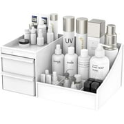 Makeup Desk Cosmetic Storage Box Organizer with Drawers for Dressing Table, Vanity Countertop, Bathroom Counter, Elegant Vanity Holder for Brushes, Eyeshadow, Lotions, Lipstick and Nail Polish