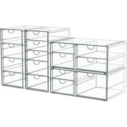 Makeup Drawer Storage Organizer with 16 Drawers, 4 Set Acrylic Office Desk Organization and Storage, Dustproof Drawer Or