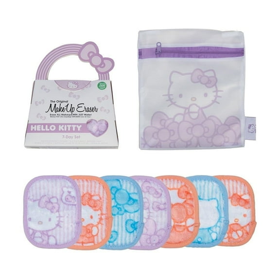 Makeup Eraser Hello Kitty 7 Day Set Reusable Makeup Remover Cloths, Eco-Friendly, Chemical-Free, Machine Washable, Travel Friendly