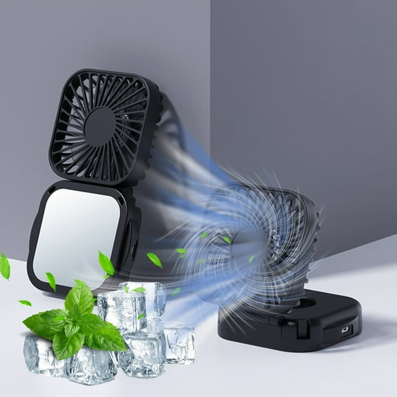 Makeup Fan Usb Handheld Fan Reversible Base Vertical Blowing 3 Wind Speeds Mini Desktop Rechargeable Folding Easy Storage Portable Fan For Travel Office