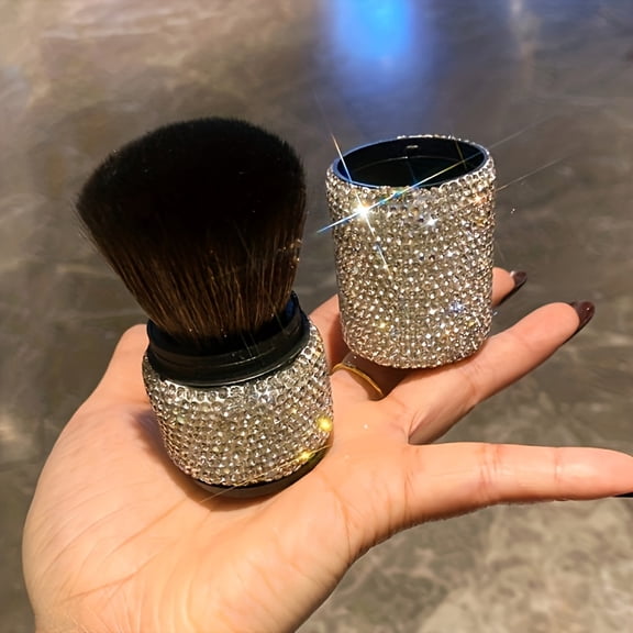 Makeup Foundation Brush Bling Rhinestones 1PC Powder Brush Large Fluffy Head Makeup Brush Beauty Brush For Face