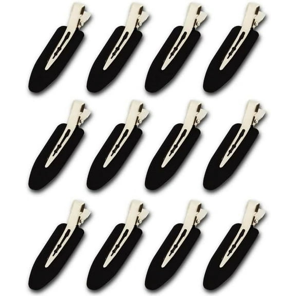 Makeup Hair Clip-12 Pcs No Bend Hair Clips No Crease Hair Clips Pin Curl Clips, Girls Women Makeup No Crease Hair Makeup Seamless Hair Clip Clamps for Girl Woman Makeup Bangs Hair StylingBlack