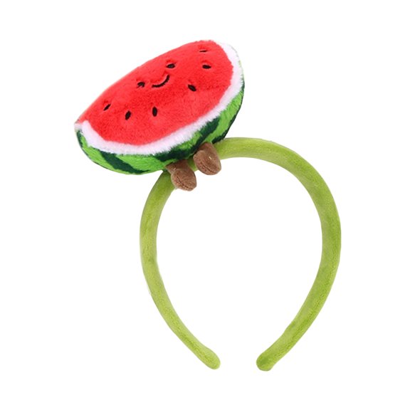 Makeup Hair Hoop Watermelon Plush Headband Soft Fruit Accessory for Face Washing, Parties, Photos, 54-56cm Fit