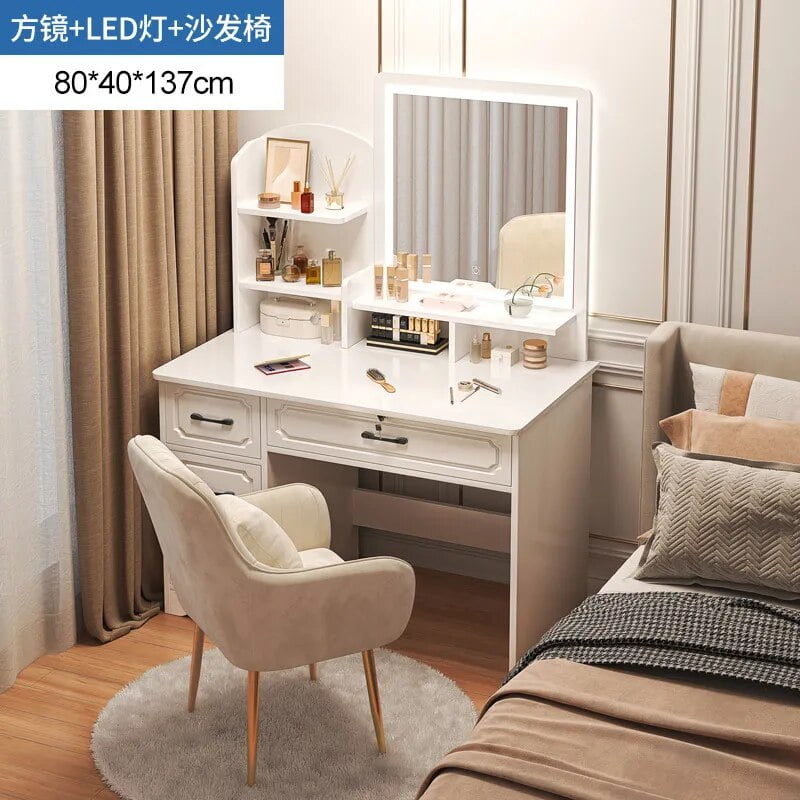 Makeup Lacquer Dressing Table Drawer Box Mirrors Dressing Table