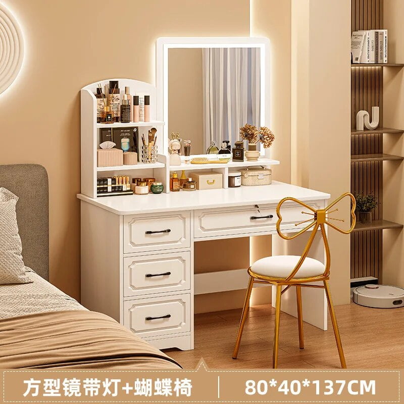 Makeup Lacquer Dressing Table Drawer Box Mirrors Dressing Table