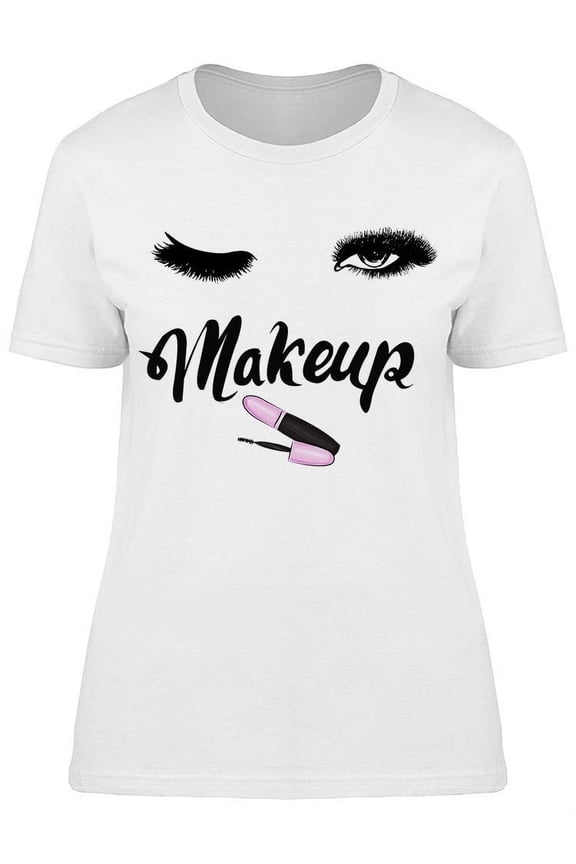 Makeup Lashes Winking Eye T-Shirt Women -Image by Shutterstock, Female Medium
