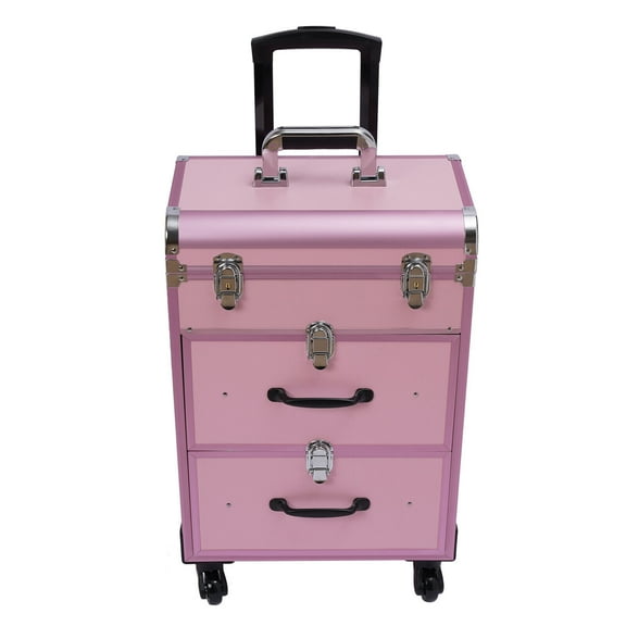 Makeup Luggage with Universal Wheel, Professional Rolling Makeup Train Case