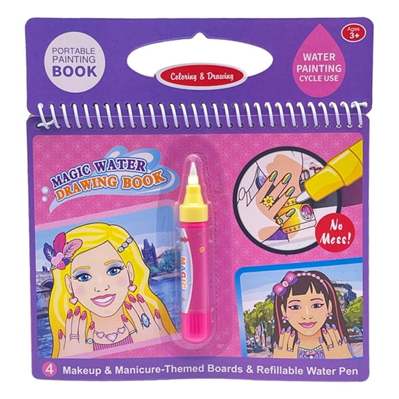 Makeup & Manicure Themed Water Drawing Book with Refillable Water Pen