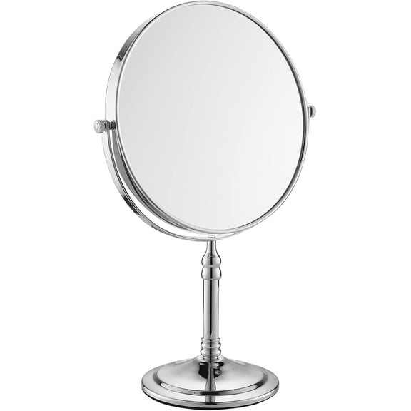 Makeup Mirror 1X/10X Free Standing 8 Inches 360 Swivel -Sided Tabletop Makeup Mirror, Metal