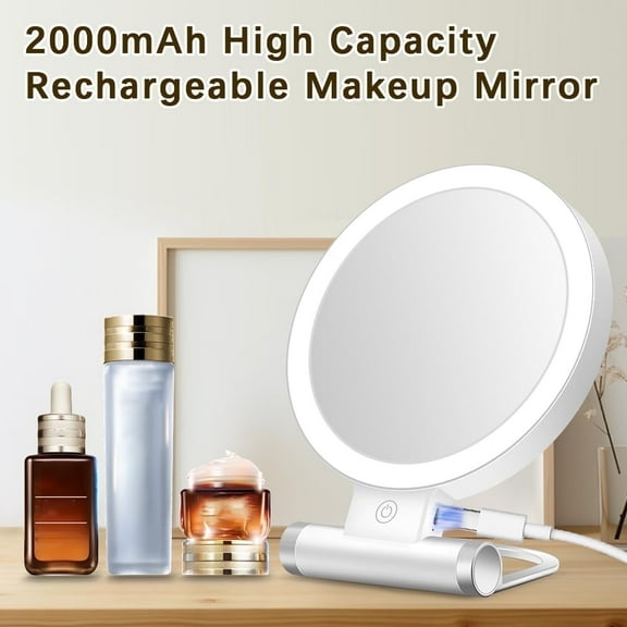 Makeup Mirror, 1X/25X Magnification with 3 level LED Lights, 2000 mAh Rechargeable Double Sided Magnifying Mirror with 360° Rotation, Perfect for Precision Grooming and Makeup, Women Gift