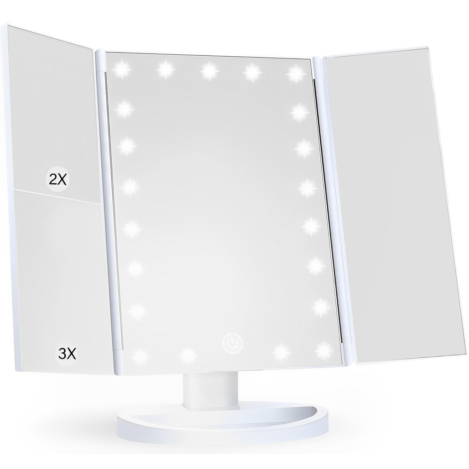 Makeup Mirror, 1X/2X/3X Magnifying Mirror with Lights, Trifold Makeup