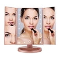 thumbnail image 1 of Makeup Mirror with 21 LED lights,3x/2x Magnification,Trifold Mirror, 180 Adjustable Rotation, Dual Power Supply, Countertop Cosmetic Mirror - Rose Gold, 1 of 6