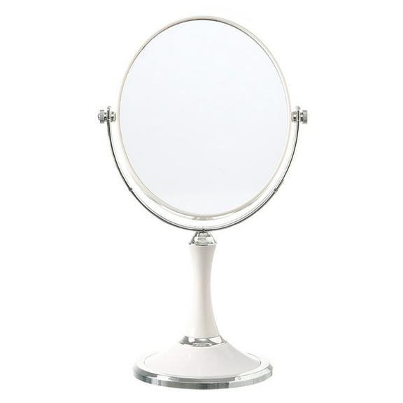 Makeup Mirror, Double-Sided Vanity Mirror, Adjustable 3X Magnification Folding Portable Desk Mirror with 360 Degree Rotation Stand, Compact White Plastic Cosmetic Mirror for Home and Travel
