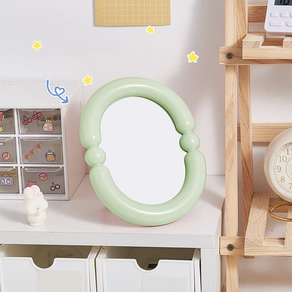 Makeup Mirror Foldable Desktop Wall Mounted | HD Candy Mirror | Portable Multifunctional Plastic | Classic Round Shape | Green Yellow Pink | 7.08x5.19in | 1 Piece