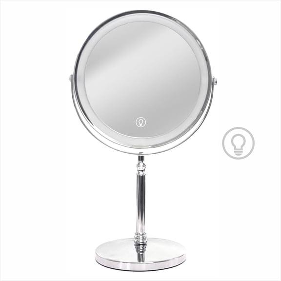 Makeup Mirror with Lights ,8 Inch 1X/10X Rechargeable Double Sided Magnifying, 360? Rotation LED Mirror with 3 Colors,Brightness Adjustable, Gifts for Wowen & Men