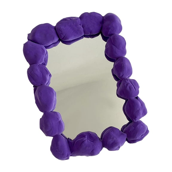 Makeup Mirror Makeup Acrylic Cosmetic Multicolour Tabletop Crafts Cute Frame Acrylic Clay Mirror Irregular Mirror for Desktop ,