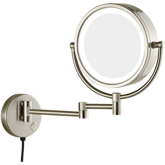 Makeup Mirror Mirror Wall Mounted Makeup with Led Lighted, Double Sided; Swivel Extendable Wall Mounted Vanity for Bedroom or Bathroom and Hotels Bathroom