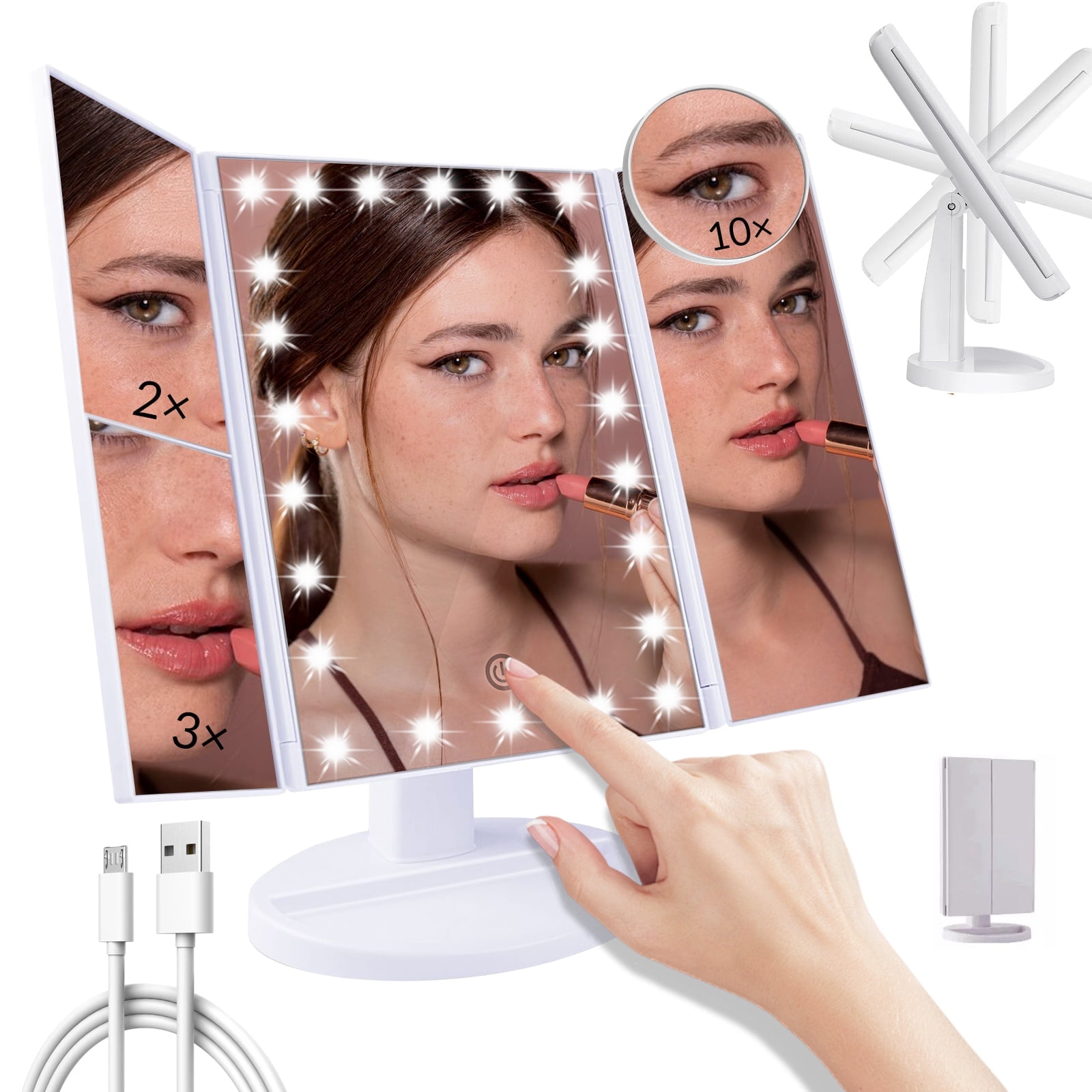 Makeup Mirror Vanity Mirror with Lights, 2X 3X 10X Magnification