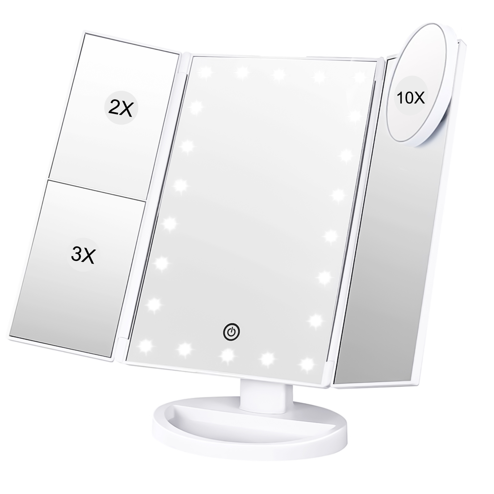 Fitfort Makeup Vanity Mirror with Lights and Magnification, Foldable Trifold Mirror, Portable