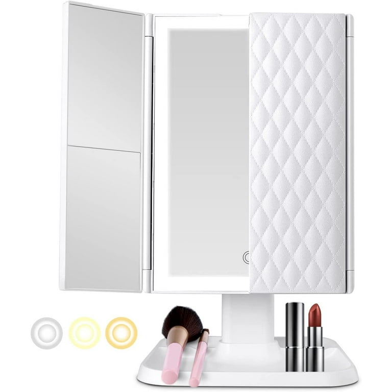 Portable light up vanity mirror top
