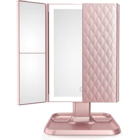 iHome Portable Tri-Fold Lighted Vanity Mirror with Storage Freestanding ...
