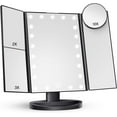 thumbnail image 1 of Makeup Mirror Vanity with Lights, 2X 3X 10X Magnification, Lighted Mirror, Touch Control, Trifold Dual Power Supply, Portable LED Women Gift (Black), 1 of 6