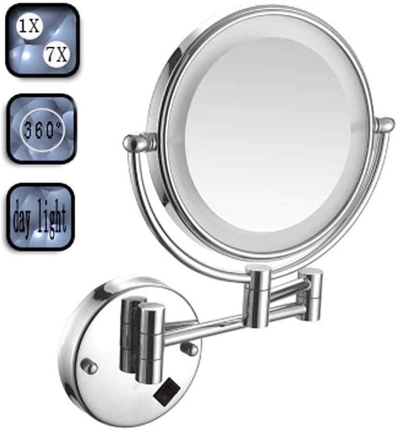 Makeup Mirror Wall Mount Lighted LED, 7X Magnification Bathroom Mirror ...