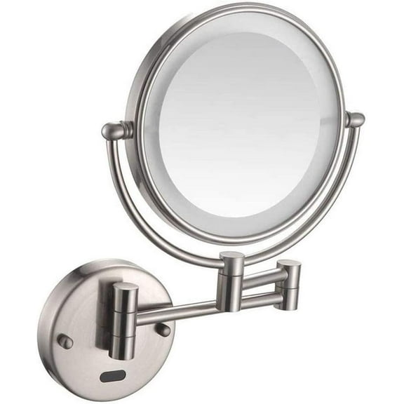 Makeup Mirror Wall Mounted Sensor Mirror Makeup Shaving Mirror LED Lighted Bathroom Mirror for Hotel Vanity with Adjustable Extendable 8 inch 5X Magnification