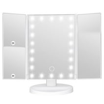 Makeup Mirror with Lights, Lighted Makeup Mirror with 22Pcs LED Lights, 2X 3X Magnifying Makeup Mirror, Dual Power Supply Light Up Vanity Mirror