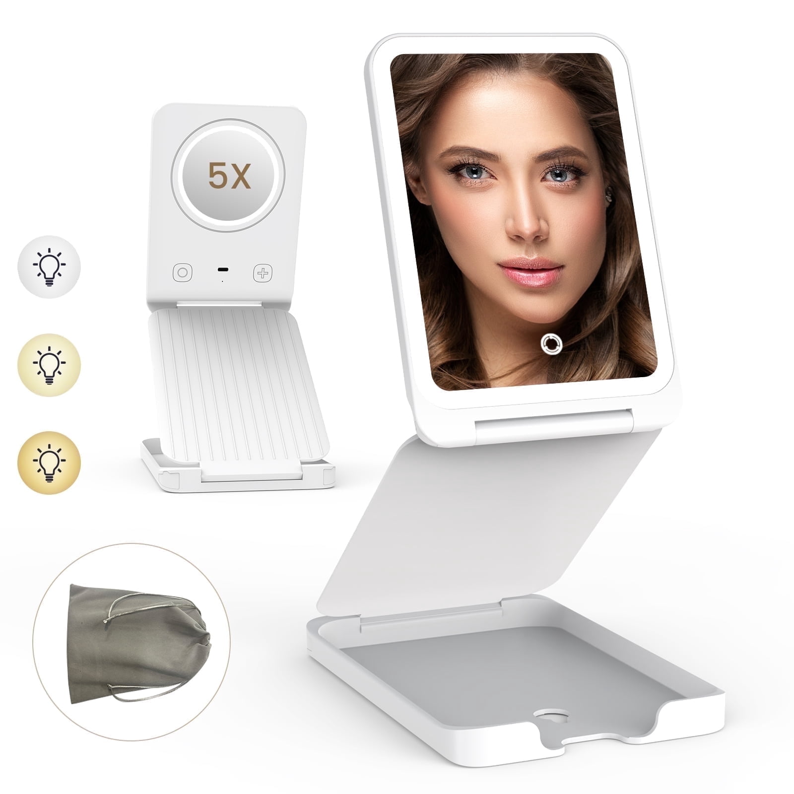 Travel Makeup Mirror, 72 LEDs Portable Mirror with Lights, Rechargeable Travel Makeup Mirror 72 Led Lights Portable  main image 4