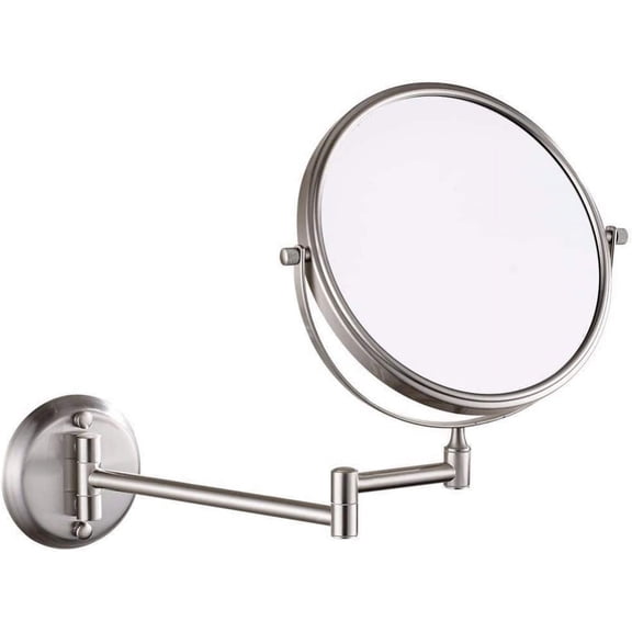 Makeup Mirrors Wall Mounted 8 inch Bathroom Magnifying Double Sided Adjustable Extendable Swivel Vanity Mirrors Cosmetic Nickel 5X /Nickel/10X