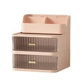 thumbnail image 1 of Makeup Organizer with 2 Large Drawers, Clear Rectangular Compartments for Brushes & Eyeshadow, Bathroom Vanity Storage, Cosmetic Countertop Organizer for Lipstick, Nail Polish, and Beauty Supplies, 1 of 5