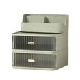 thumbnail image 1 of Makeup Organizer with 2 Large Drawers, Clear Rectangular Compartments for Brushes & Eyeshadow, Bathroom Vanity Storage, Cosmetic Countertop Organizer for Lipstick, Nail Polish, and Beauty Supplies, 1 of 3