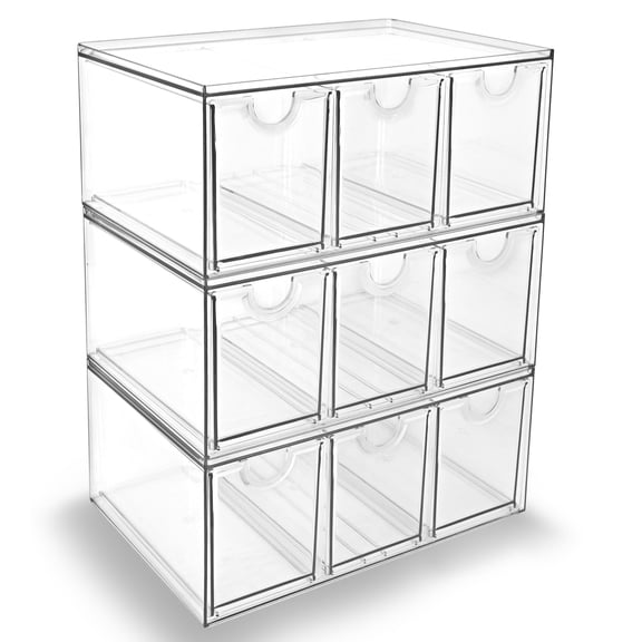 Makeup Organizer 3 Pack Stackable Stordrawers With 9 For Office Desk Vanity Craft Roomr Drawer Organizers Hair Accessories Art Suppliess Modular System