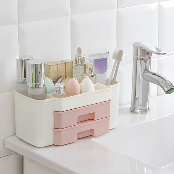 Makeup Organizer, Bathroom Makeup Holder, 3 Tiers Large Capacity Storage Shelf, Countertop Skincare Organizers with Drawers