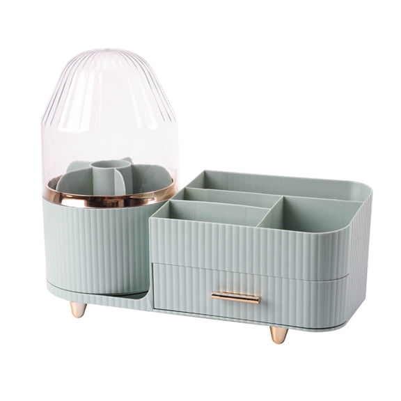 Makeup Organizer Box 360° Rotating Divided Compartments with 1 Drawer Desktop Luxury Storage Rack for Lipstick Makeup Brushes Eyebrow Pencil Skincare Products