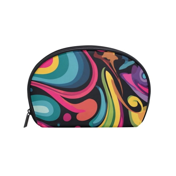 Makeup Organizer Case Cosmetic Makeup Bag Travel Toiletry Pouch Bag with Full Print Design Abstract Vector Colorful Swirl