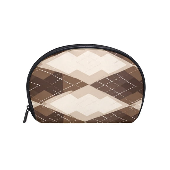 Makeup Organizer Case Cosmetic Makeup Bag Travel Toiletry Pouch Bag with Full Print Design Brown