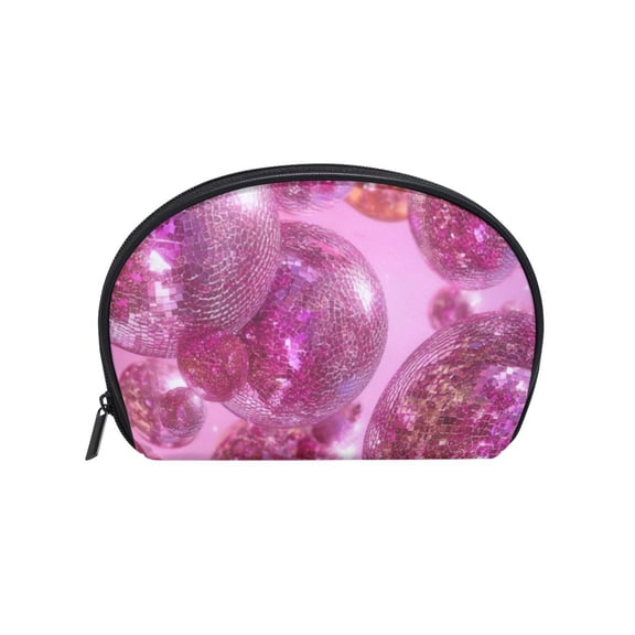 Makeup Organizer Case Cosmetic Makeup Bag Travel Toiletry Pouch Bag with Full Print Design Disco Balls