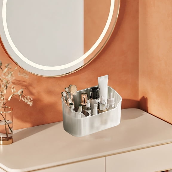 Makeup Organizer Case | Transparent Plastic Cosmetic Storage Box Large Capacity | Brushes, Eyeshadow Palettes | Space-Saving Container | 16.8x9.8x8.5cm | Durable Clear Design