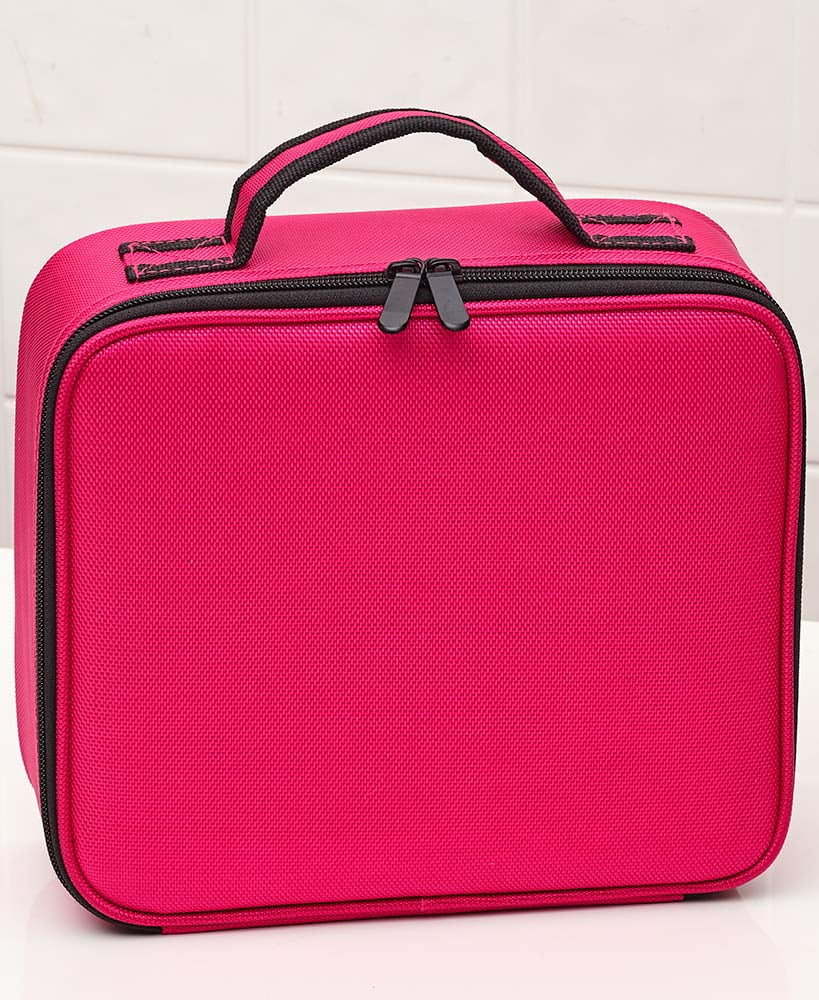 Makeup Organizer Case with Adjustable Dividers - Travel Bag - Pink