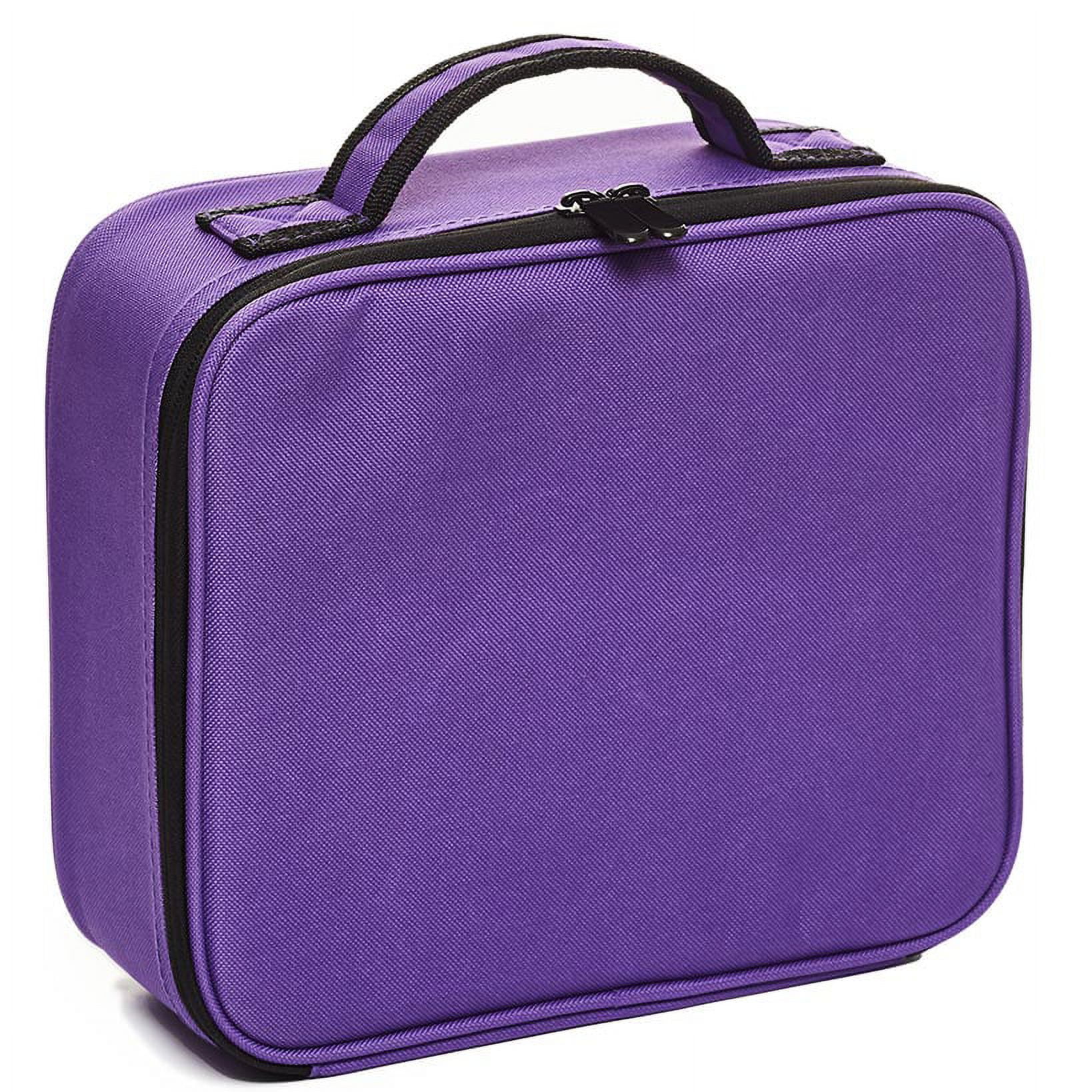 Makeup Organizer Case with Adjustable Dividers - Travel Bag - Purple