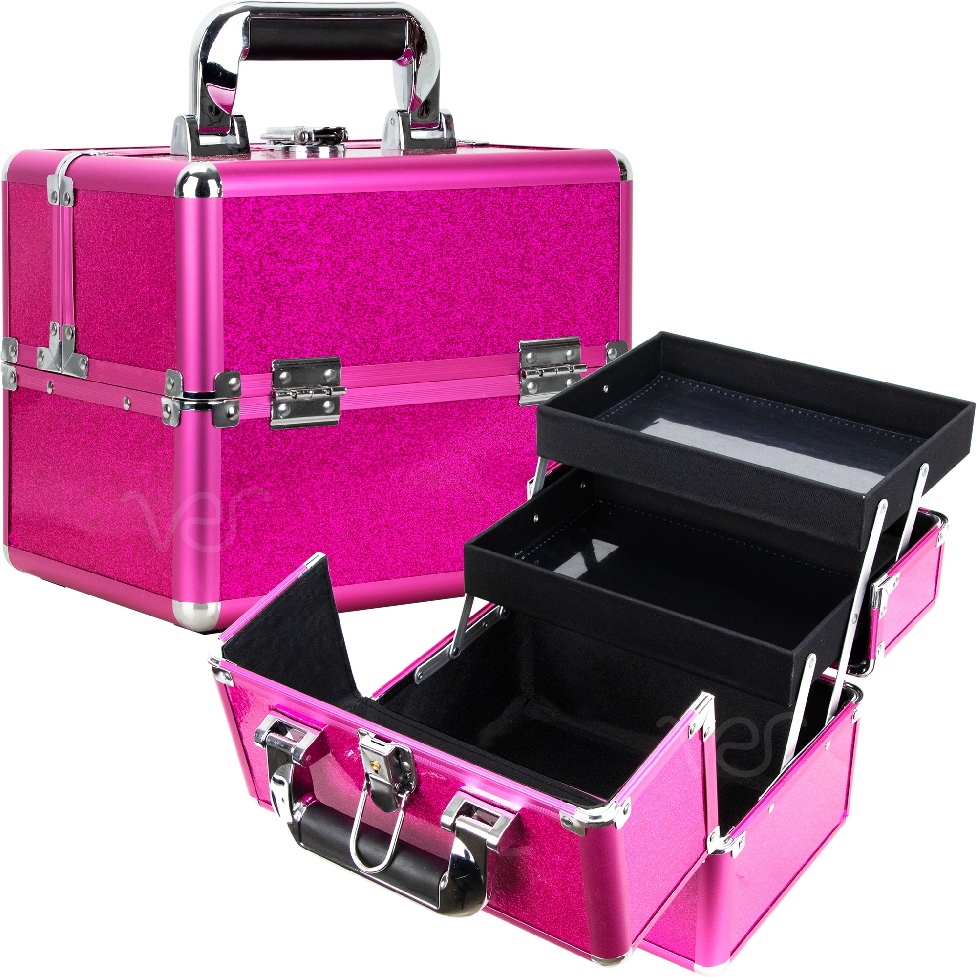 Makeup Organizer Cosmetic Cases for Travel with Two Extendable Trays