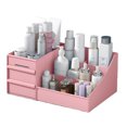 thumbnail image 1 of Makeup Organizer, Cosmetic Desk Storage Box with Drawers Skincare Organizers for Dressing Table, Countertop, Bathroom Counter, Vanity Holder for Brushes, Lotions, Lipstick, Perfume (Pink), 1 of 7